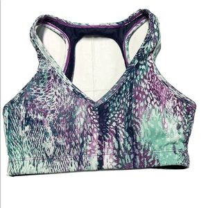 Fabletics Purple/Teal Sports Bra Snakeskin XS